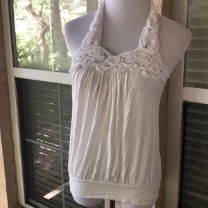 White floral lace halter top
